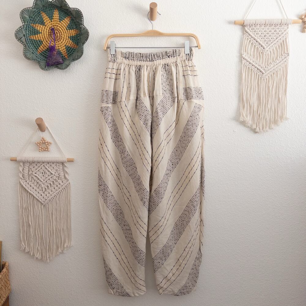 Free People Once Upon Yarn Dye Harem Pants Ivory Cream Black Size XS - Picture 3 of 7